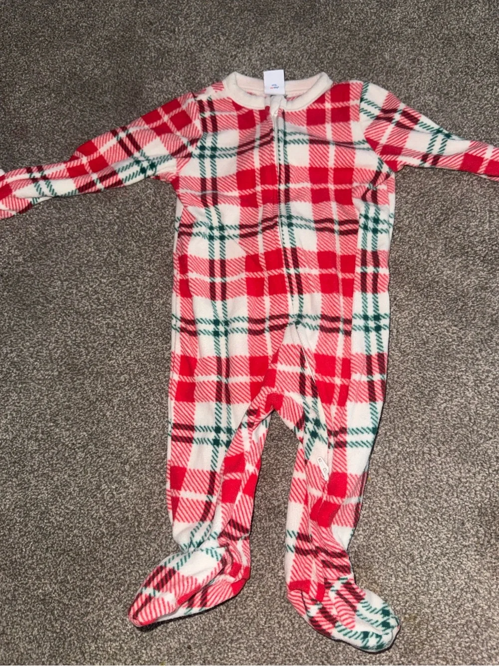 Old Navy Red, White & Green Plaid Footed One-Piece